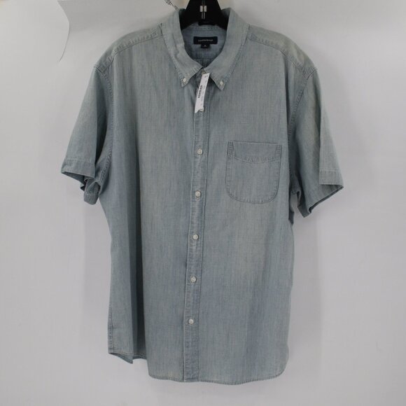 NWT J Crew Shirt Mens XL Indigo Chambray cotton Short Sleeve Classic button down - Picture 1 of 13